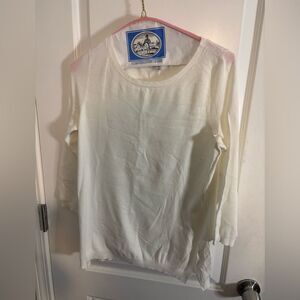 Banana Republic Textured White 3/4 sleeve summer thin sweater Top size M NWOT